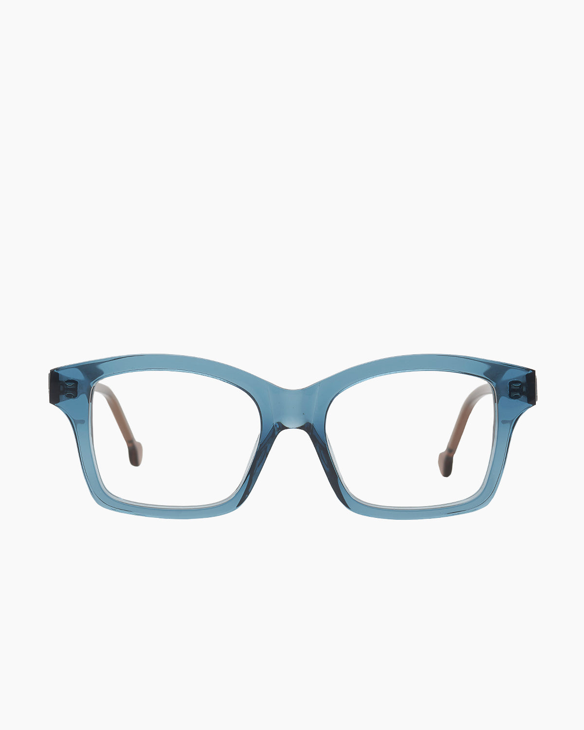 blue plastic butterfly eyeglasses by Marie-Sophie Dion model Giguere, front view, lunettes de vue papillon couleur Bleu