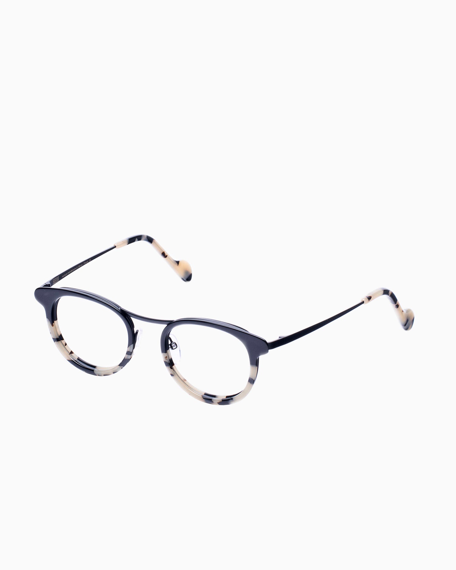 black metal round eyeglasses by Nao Ned model MenezMikael, front view, lunettes de vue Noir rond