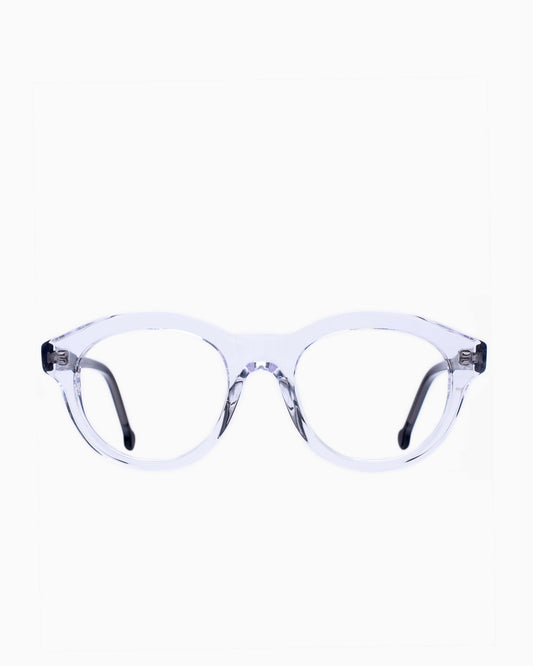 crystal plastic oval eyeglasses by Marie-Sophie Dion model Claus, front view, lunettes de vue  couleur cristal