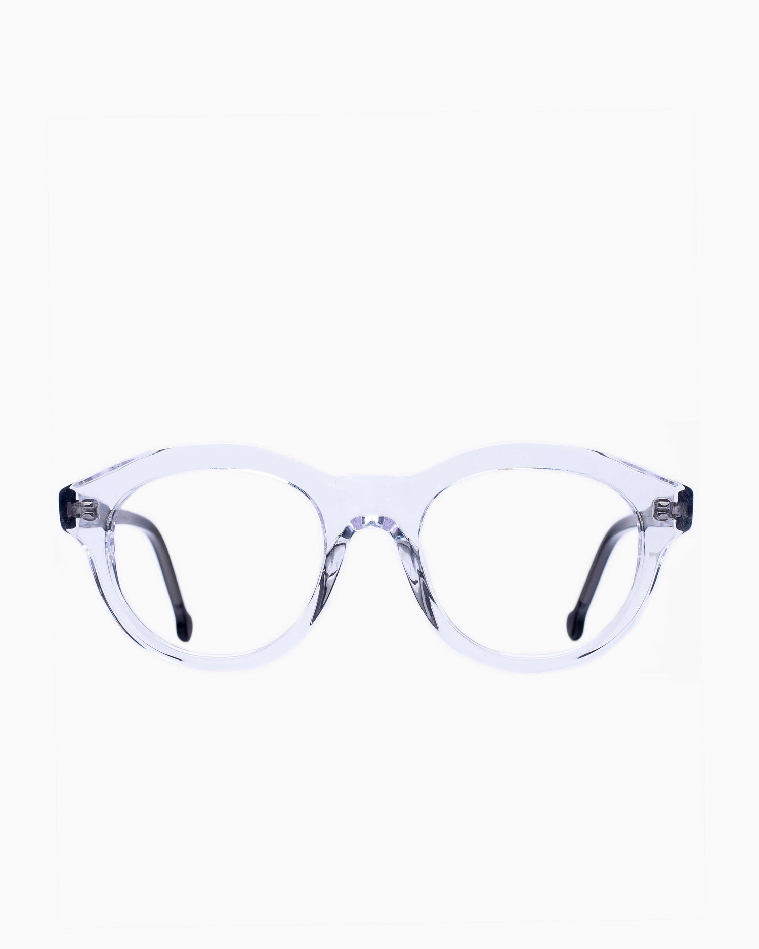 crystal plastic oval eyeglasses by Marie-Sophie Dion model Claus, front view, lunettes de vue  couleur cristal