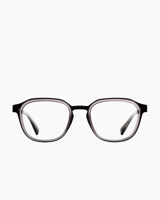 grey metal rectangle eyeglasses by Mykita model Hawi, front view, lunettes de vue rectangle couleur gris