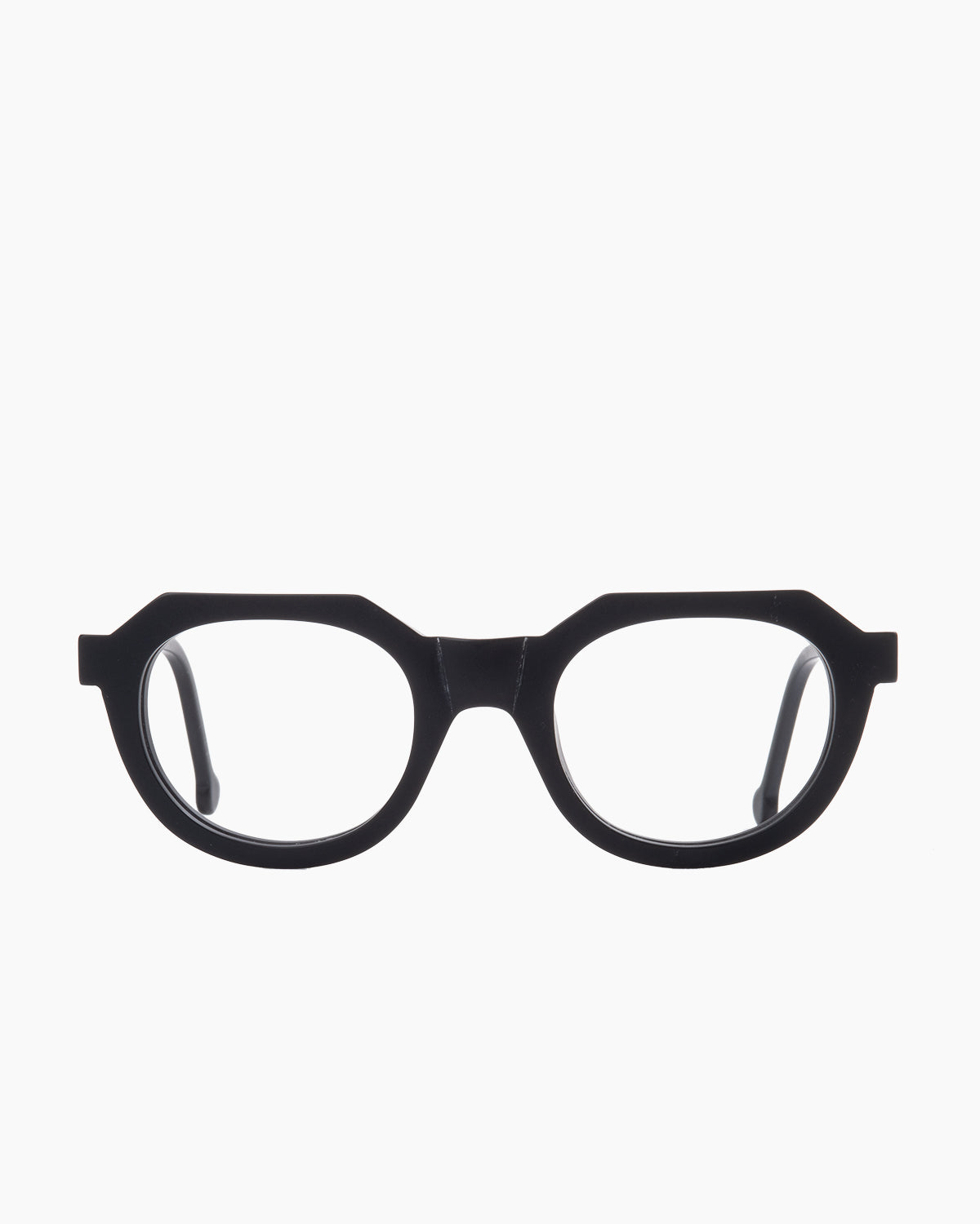black plastic oval eyeglasses by Marie-Sophie Dion model Boutcheri, front view, lunettes de vue ovale couleur Noir